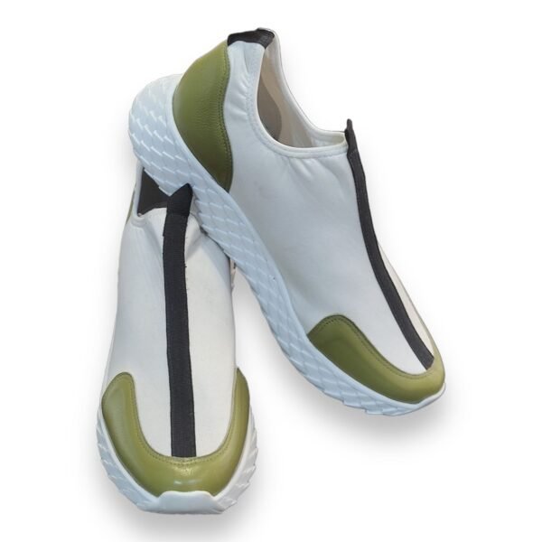 Tênis Confort Lialine Lycra Branco e Pistache