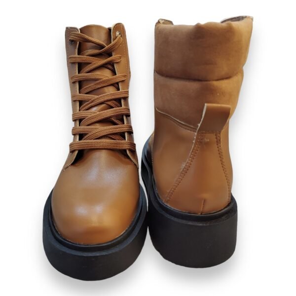 Bota Coturno Cadarço Calcanhar Soft em Camurça Castor - Image 3